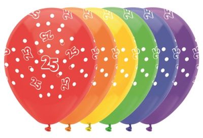HAZA Witbaard Ballonnen Gekleurde nummers Cijfer 25