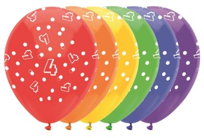 HAZA Witbaard Ballonnen Gekleurde nummers Cijfer 4
