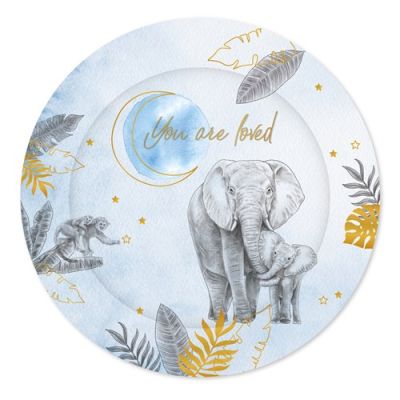 HAZA Witbaard Borden Babyshower Safari Blauw