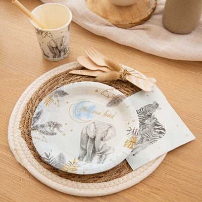 HAZA Witbaard Borden Babyshower Safari Blauw