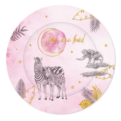 HAZA Witbaard Borden Babyshower Safari Roze
