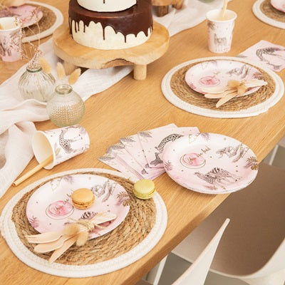 HAZA Witbaard Borden Babyshower Safari Roze