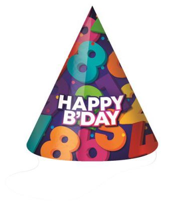 HAZA Witbaard Feesthoedje Gekleurde nummers Happy Birthday