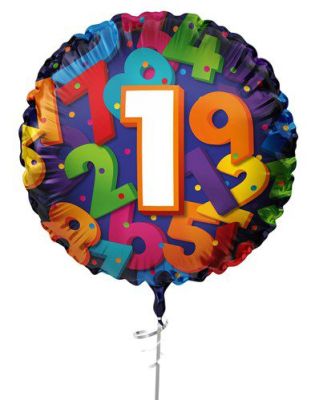 HAZA Witbaard Folieballon Gekleurde nummers cijfer 1