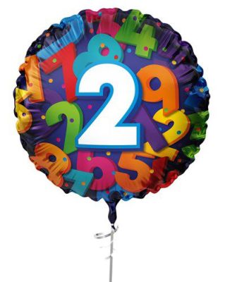HAZA Witbaard Folieballon Gekleurde nummers cijfer 2