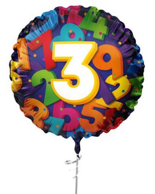 HAZA Witbaard Folieballon Gekleurde nummers cijfer 3