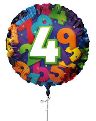 HAZA Witbaard Folieballon Gekleurde nummers cijfer 4