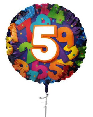 HAZA Witbaard Folieballon Gekleurde nummers cijfer 5