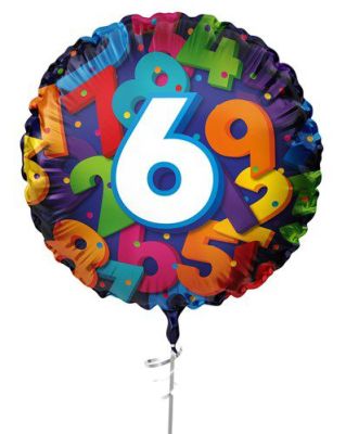 HAZA Witbaard Folieballon Gekleurde nummers cijfer 6