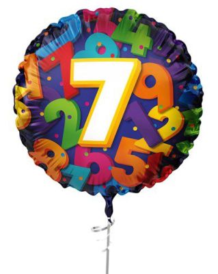 HAZA Witbaard Folieballon Gekleurde nummers cijfer 7