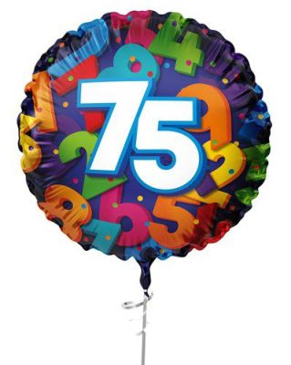 HAZA Witbaard Folieballon Gekleurde nummers cijfer 75