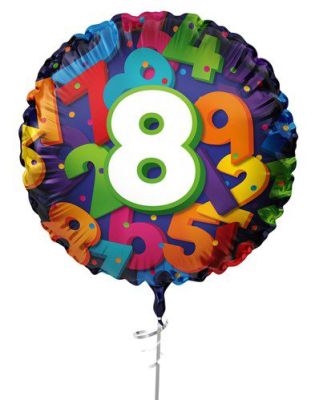 HAZA Witbaard Folieballon Gekleurde nummers cijfer 8
