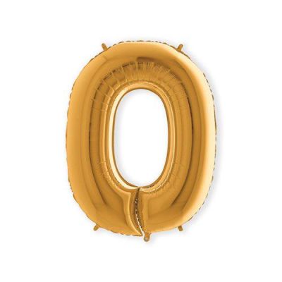 HAZA Witbaard Folieballon Goud Cijfer 0