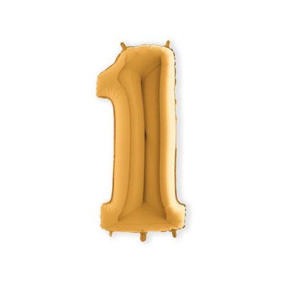 HAZA Witbaard Folieballon Goud Cijfer 1
