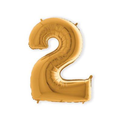 HAZA Witbaard Folieballon Goud Cijfer 2