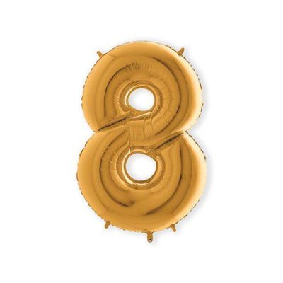 HAZA Witbaard Folieballon Goud Cijfer 8