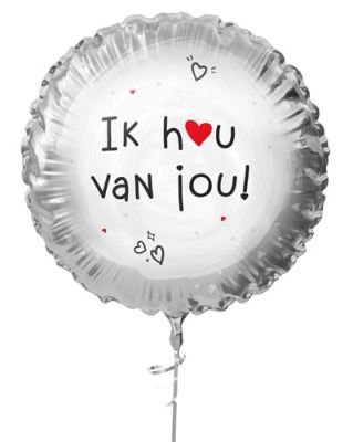 HAZA Witbaard Folieballon Ik hou van jou