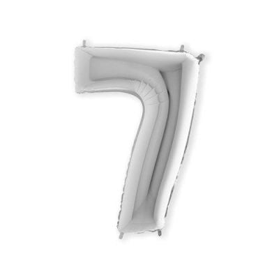 HAZA Witbaard Folieballon Zilver Cijfer 7