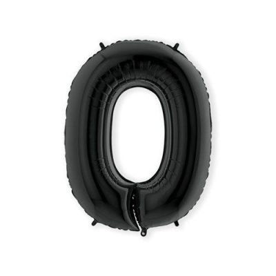HAZA Witbaard Folieballon Zwart Cijfer 0