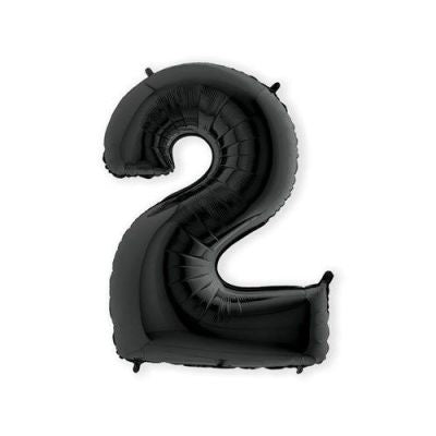 HAZA Witbaard Folieballon Zwart Cijfer 2