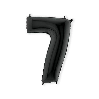 HAZA Witbaard Folieballon Zwart Cijfer 7