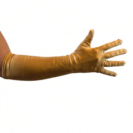 HAZA Witbaard Handschoenen Satijn Luxe Goud 40 cm