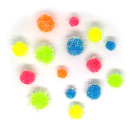 HAZA Witbaard Pompoms Glitter Neon Create-it 75 stuks