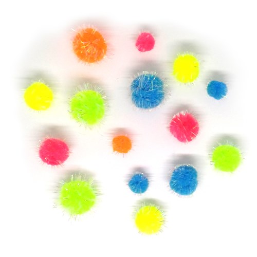 HAZA Witbaard Pompoms Glitter Neon Create-it 75 stuks