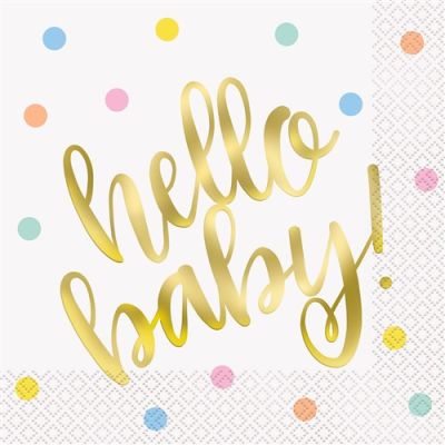 HAZA Witbaard Servetten Babyshower Hello Baby
