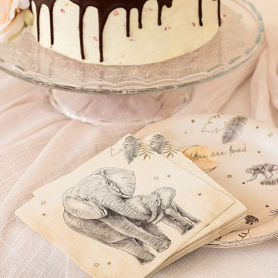 HAZA Witbaard Servetten Babyshower Safari Nude