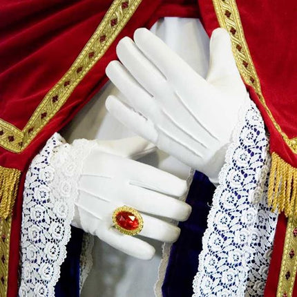 HAZA Witbaard Sint Handschoenen Wit met plooi L