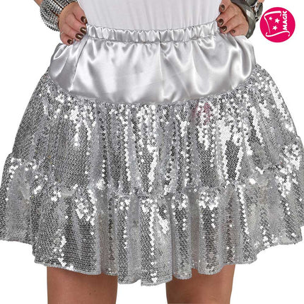 Magic by Freddy's Carnavalsrok Dames Zilver met Pailletten