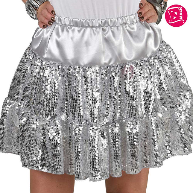 Magic by Freddy's Carnavalsrok Dames Zilver met Pailletten