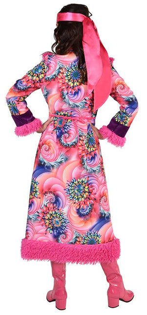 Magic by Freddy's Hippie Jas Dames Roze Bloemen Lang