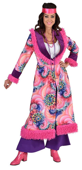 Magic by Freddy's Hippie Jas Dames Roze Bloemen Lang
