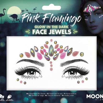 Moon Creations Face Jewels Glow in the Dark Pink Flamingo