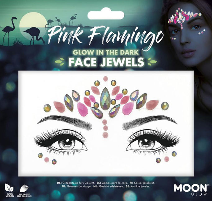 Moon Creations Face Jewels Glow in the Dark Pink Flamingo