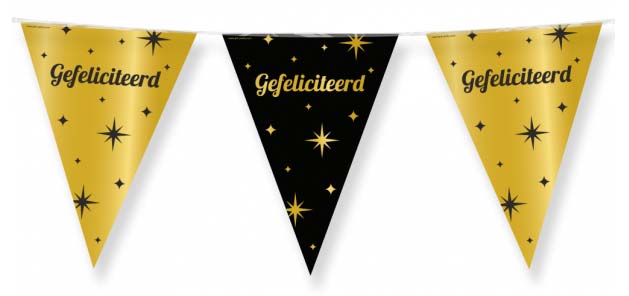 Paper Dreams Vlaggenlijn zwart goud Gefeliciteerd