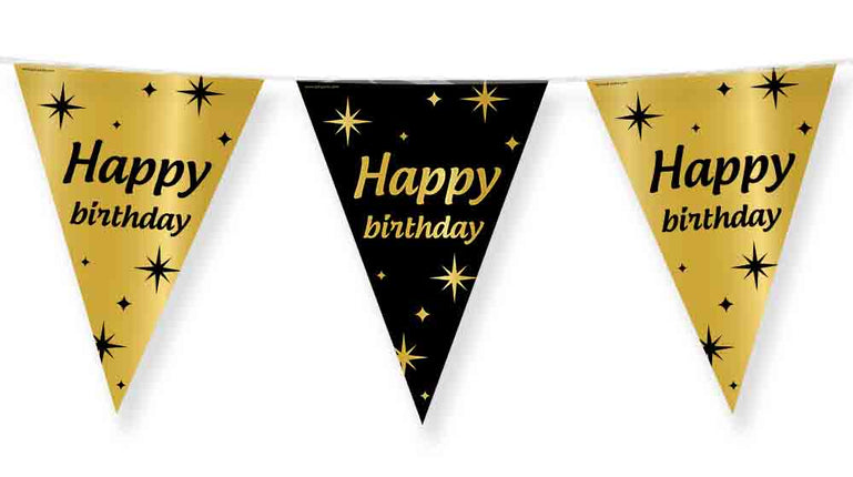 Paper Dreams Vlaggenlijn zwart goud Happy Birthday