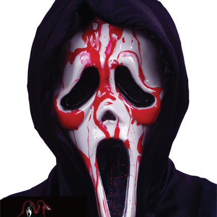 Partychimp Bloedend Ghost Face Masker met Capuchon inclusief Pomp en Nepbloed