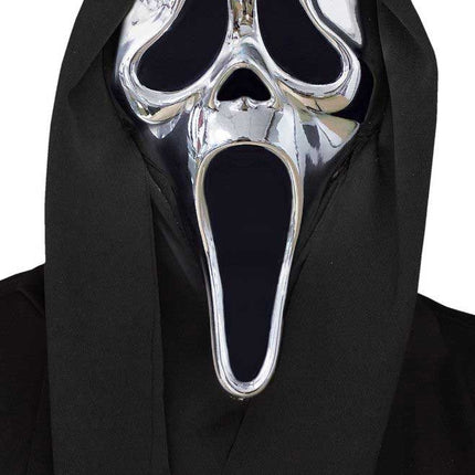 Partychimp Ghost Face Chroomkleurig Masker met Capuchon