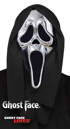 Partychimp Ghost Face Chroomkleurig Masker met Capuchon