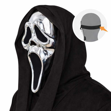 Partychimp Ghost Face Chroomkleurig Masker met Capuchon