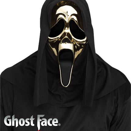 Partychimp Ghost Face Gouden Masker met Capuchon