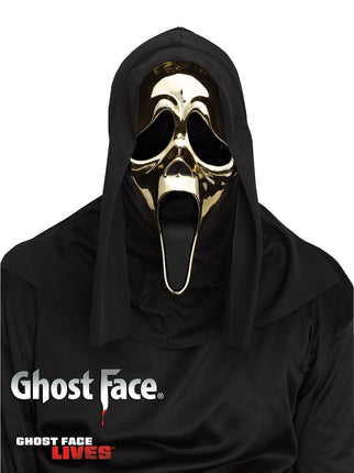 Partychimp Ghost Face Gouden Masker met Capuchon