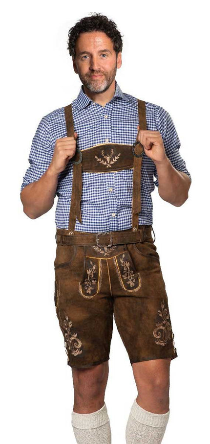 Partychimp Lederhose Zugspitze Kort Bruin