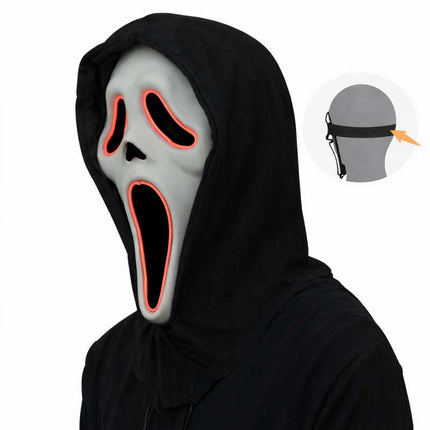 Partychimp Lichtgevend Ghost Face Masker met Batterijen