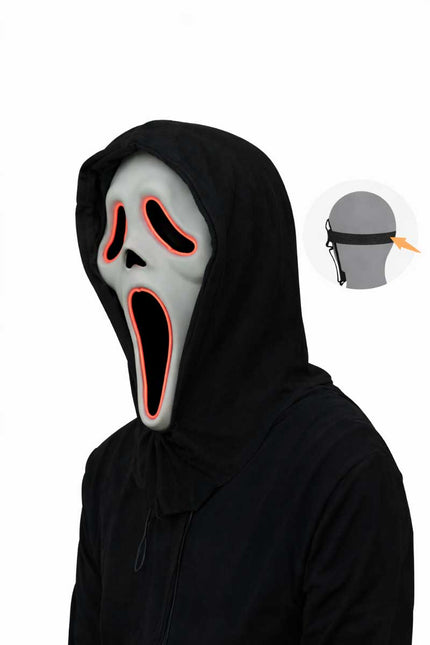 Partychimp Lichtgevend Ghost Face Masker met Batterijen
