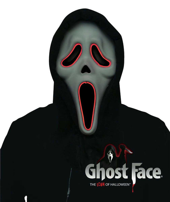 Partychimp Lichtgevend Ghost Face Masker met Batterijen
