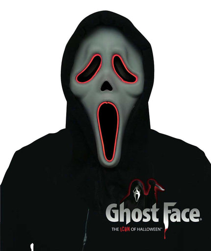 Partychimp Lichtgevend Ghost Face Masker met Batterijen